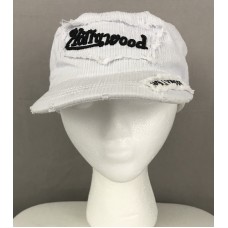 Hollywood Mujer’s Distressed Stitched White Cap  eb-54858632